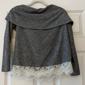 Laced off shoulder sweater